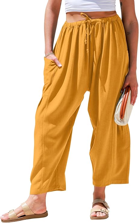 Womens Linen Wide Leg Pants