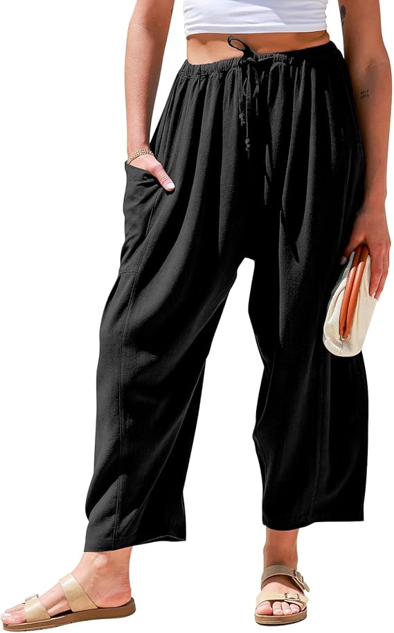 Womens Linen Wide Leg Pants