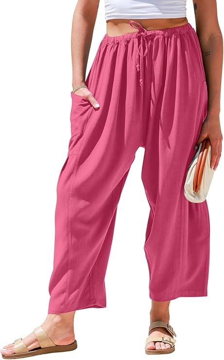 Womens Linen Wide Leg Pants